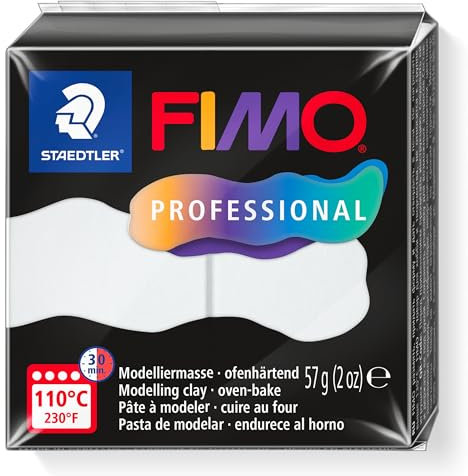 STAEDTLER FIMO Professional 8040 ofenhärtende Modelliermasse, speziell für Profis und Künstler, Einzelprodukt weiß, 8040-0