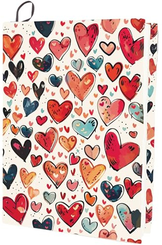 CRASPIRE Copertina per Libri Elastica A Forma di Cuore Rossa Lavabile Riutilizzabile Grande in Nylon Adatta per Libri con Copertina Rigida da 9 x 11 Pollice per Studenti in Classe