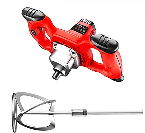 LKYLGYU Mezclador de paletas Mezclador de Cemento 2400W Motor de Cobre Puro Mezclador de paletas Mezclador de mortero Seguro y Resistente Agitador de Cemento Mezclar Pinturas al óleo (Rojo)