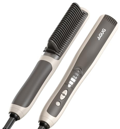 Haarglätter Bürste, AGUG Haarglättungsbürste Elektrische 6 Heizstufen Professioneller Glättungsbürste 130-200°C Haarbürste PTC-Heizung Hairstyler Verbrühschutz Glättbürste Kamm Hair Straightener