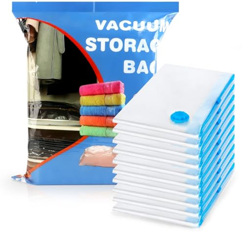 10 STÜCKE Vakuumbeutel für Kleidung, ELEPRUC 70x50cm Reise Aufbewahrungsbeutel, Wiederverwendbar Vacuum Bags for Clothing, Storage Bags Klein für Kleidung Bettdecken Bettwäsche Kissen