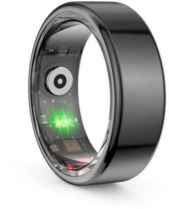 Smart ring för iPhone Samsung, IP68 smart ring för kvinnor män med sömn puls blodtryck syremonitor vattentät fitnessmätare stegräknare kalorier stegräknare, svart #9