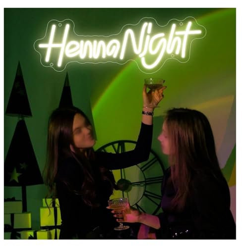 SHOUXI LED néon signe Henna Night LED Néon Enseignes Au Néon De Mariage Pour Chambre Décoration Murale Alphabet Signe Lampe Variable 13.2cm×40cm