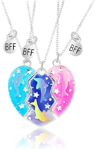 KOQAIIZ Collana Bambina, Collana Amicizia per 3, Collana BFF per 3, Collane per Bambine e Ragazze Collana Dell'amicizia Gioielli Regalo per Ragazze