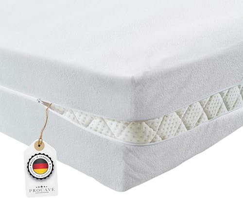 PROCAVE Matratzenbezug Frottee unversteppt 60 x 190 cm | Matratzen-Höhe 10-15cm | Matratzenschoner