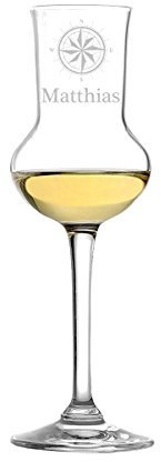 polar-effekt Elegante vaso de grappa de 87 ml – Alta calidad – Grappakelch como soplado a mano con grabado – Idea de regalo para cumpleaños – Diseño elegante brújula