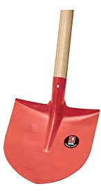 RUHR-BRILLANT Aufbugschaufel | mit Eschen-Langstiel 130 cm | rotes Schaufelblatt 270 × 290 mm aus gehärtetem Vergütungsstahl, spezialgehärtet, pulverbeschichtet, Profi-Qualität Made in Germany