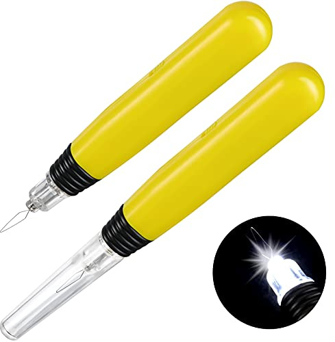 WILLBOND LED Needle Threader Sewing Tools Lighted Plastic Wire Loop DIY Needle Threader Illuminated Hand Machine Sewing Tool for Stitch Crafting Yarn Embroidery Floss