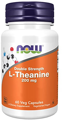 Now Foods L-Theanine, 200mg, 60 capsule Vegane, Aminoacido, Testato in Laboratorio, Senza Glutine, Senza Soia, Non OGM