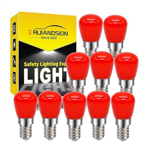 Ruiandsion LED-glödlampa E14 220 V ersättning kylskåpslampor för Cooker Hood kylskåpsapparat, röd (förpackning med 10)