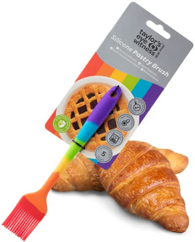 Taylors Eye Witness Rainbow Silicone Pastry Coating Brush - Dishwasher Safe, Non-Stick Bristles, Heat & Stain Resistant (260°C/500°F), 20cm (8 inches)