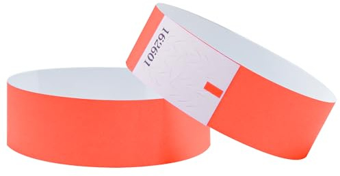 L Liked, 500 braccialetti neon per eventi, braccialetti di carta impermeabili per feste e ingressi per eventi, festival musicali, concorsi (rosso fluo)