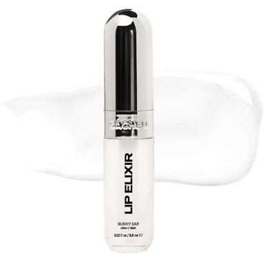 Sacheu Lip Elixir Nourishing and Hydrating Lipgloss — Moisturizing Plumping Lip Gloss Enriched with Collagen, Non-Sticky Lip Color Smooth High-Shine Finish, Vegan & Cruelty-Free, Bunny Ear (Clear)