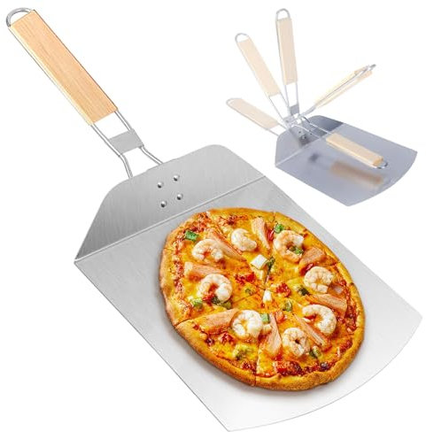 Pizzaschieber Edelstahl,Pizzaschaufel für den Grill Oder Ofe Pizzastein mit Praktischen Einklapp-Griff,Stabileres Profi Küche Heimgebrauch Pizza Schaufel zum Einfachen Verstauen für Große Pizza