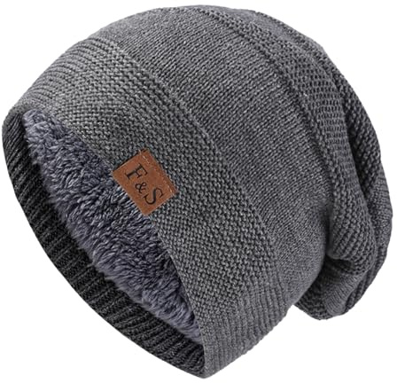 Kinwers Cappello Uomo Invernale,Grigio Cappello Donna Invernale Berretto Invernale Uomo Cappello Berretto Termici Cappelli Berretti Maglia Beanie con Fodera in Pile,per All'Aperto