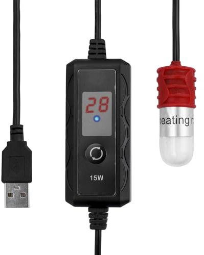 Bestgle Mini Aquarium Heater, 15W USB Submersible Betta Fish Tank Heater with Adjustable Temperature External Controller for Tank Up to 1 Gallon Tanks