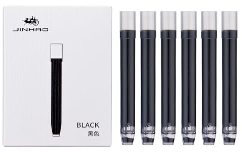 36 piezas Jinhao 10 Cartuchos de tinta para pluma estilográfica, color negro, diámetro de orificio de 5,5 mm, compatibles con Majohn A1 A2