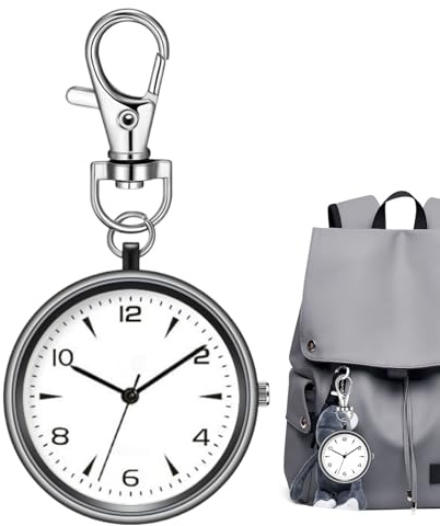 Clip de remolque de llave redonda Reloj,-No Tick Bearable Vintage- Watch | Relojes con la hebilla de la llave | Antiguos relojes de bolsillo para la escuela en casa Viajes de viajes al aire libre