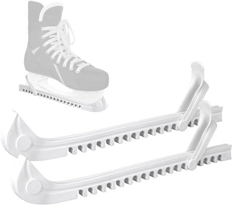 Hauojaus 1 paire de protège-patins à glace réglables Accessoires pour patinage artistique, hockey et loisirs, noir/blanc, adultes et enfants (blanc)