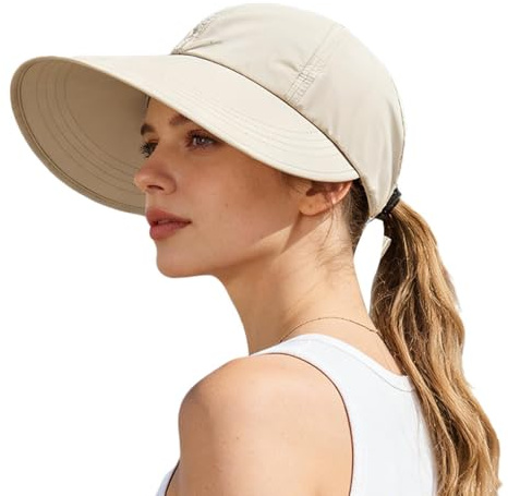 Wide Brim Sun Hat - Face & Neck Protecting Summer Fashion Accessory | Sun Shade Baseball Hat for Travel, Garden & Cycling | Ideal for Mothers, Teens, Girlfriends & Daily Commuting Beige