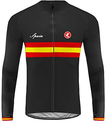 UGLY FROG Designs Ciclismo Jersey Hombres Bicicleta Ropa Camiseta de la Bicicleta Top MTB Jersey Manga Larga Invierno Fleece Warm Bandera Nacional Raya España Series