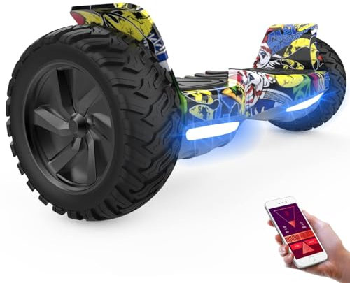 GeekMe Hoverboards Offroad 8.5 Zoll, SUV Hoverboards mit APP, Bluetooth Lautsprecher, Doppelmotor, LED Lichter, All Terrain Hoverboards für Kinder und Erwachsene