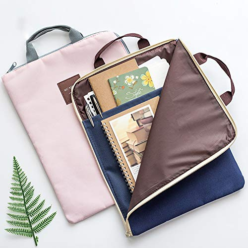 Carpetas de archivos A4 multifuncionales portátiles de lona para documentos, cartera de documentos, resistente al agua, con cremallera, organizador de archivos, bolsa de almacenamiento con asa