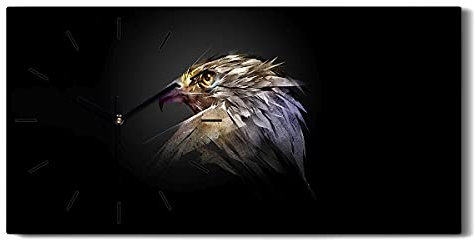 Coloray Uhr auf Leinwand - Schwarze Hände - Dekoration Wand Uhr Segeltuch Ohne Tickendes Geräusc Wohnzimmer Kunst - Tiervogel Eagle Kunst