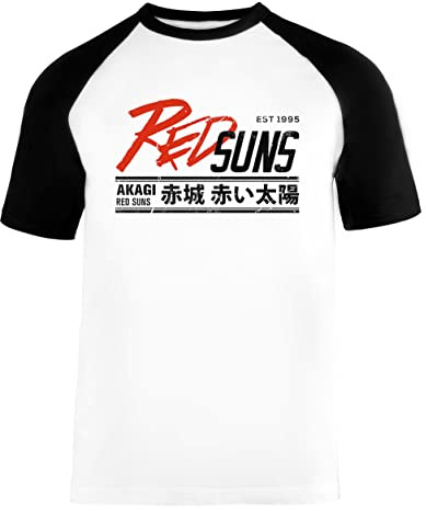 Initial D - Redsuns Tee Unisex Baseball T-Shirt Manches Courtes Homme Femme Blanc Noir