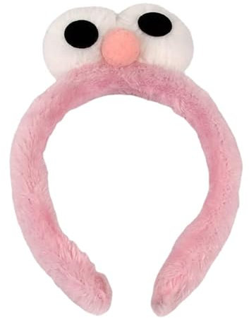 Diadema para el pelo de ojos grandes exagerados, accesorios para el pelo, regalo para niña, accesorios para el pelo de felpa (bola redonda rosa)
