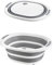 Homeshopa 4-in-1 Collapsible Multi-Functional Chopping Board, Foldable Sillicone Washing Up Bowl Vegetable Fruit Strainers Wash Basin Basket, Ice Bucket Sink Bowl Folding Drain Tub, Space Saver (Grey)