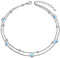 HOOHWE Fußkettchen für Damen 925 Sterling Silber Layered Ankle Bracelet Längenverstellbar Mondstein Fussketten Armbänder Sommer Fusskette Schmuck für Frauen und Mädchen