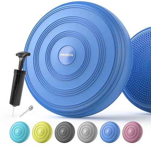 PROIRON Wobble Cushion Inflatable Air Stability Balance Board with Pump, Non-slip, Sitting Posture Trainer Wiggle Seat for Home and Office Chair Sensory Kids, Core Strength Trainer, Physio, Black