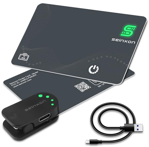 SEINXON Wallet Finder RFID-Blockierkarte, IP68, Artikel-Tracker mit Ladeclip, Wiederaufladbar funktioniert mit Apple Find My App und Netzwerk (nur iOS), GRAU