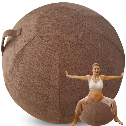 WTZHHK Palla per Il Pilates Copertina Sedia da Ufficio Sedie a Palla per Esercizi Fitball Gravidanza Elegante e Funzionale【Nessuna Pallina Inclusa】 (Color : Brown, Size : 75CM)