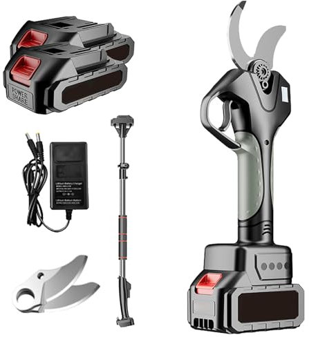 MFYDPP Electric Pruning Shears,Cordless Pruning Shears,with 2m Extension Pole And 2 Rechargeable Battery,2*Blades, Max 45mm Cutting Diameter