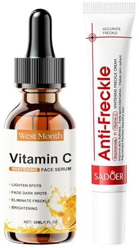 Set di siero alla vitamina C e siero al retinolo per anti-età e lentiggini, riduzione delle rughe, pelle più tonica, eliminazione delle macchie da melasma e luminosità, per viso, collo e décolleté