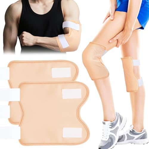 ElevateTech Castor Oil Knee Wrap, 2 Pack Organic Cotton Castor Oil Pack Wrap for Knee Elbow Arm Thigh Compress Pad Wraps with Adjustable Elastic Strap for Women Men, Reusable Waterproof Anti Oils Leak