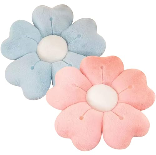 Copbopwn 2Pcs Flower Pillow Cute Pillows 35cm Flower Cushion Floor Pillow Preppy Daisy Cushion Daisy Pillow,Floor Cushions Aesthetic Pillows Cute Cushions Home Bedroom Decor (pink+blue)