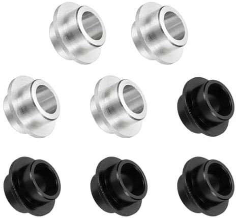 YELARXI Inline Skate Bearing Bushing Spacers, Skate Axles Shaft Spacers Roller Bushing Gasket Wheel Center Bearing Fitting for (Skating/Skateboard) 8mm & 8 Pcs & Aluminum & Black/Silver