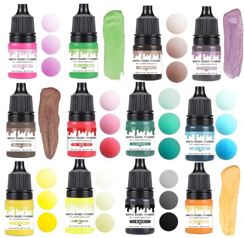 Yuqilin 12 Piezas Pigmentos para Resina Epoxi Fácil de Mezclar Colorante Velas 12 colores Bricolaje Colorante Jabones de Glicerina Fácil de Colorear para Yeso Hormigón Cemento Velas