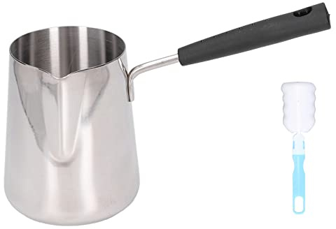 Cafetera Turca de 600 ml, Chocolate Caliente Calentador de Mantequilla de Acero Inoxidable Cafetera Griega Árabe Olla con Mango y Boquilla para Uso en Hogares, Cocinas y Cafeterías