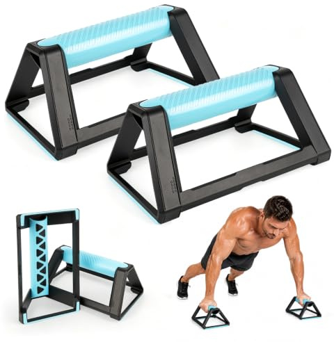 2 asas para flexiones, tabla de flexiones con mango de silicona, base antideslizante | Portátil apilable, equipo de calistenia paralelo, asas de mano, barras push up para flexiones