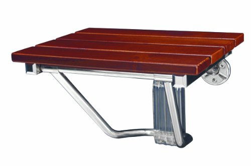 DreamLine - SHST-01-TK 15 in. x 12.875 in. Natural Teak Wood Folding Shower Seat in Chrome
