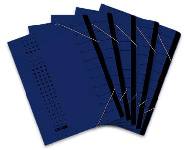 ELBA 400001992 mappa chic 5-pack A4 12 fack med filtar av kartong i mörkblå