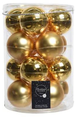 Kaemingk Weihnachtskugeln Mini 3,5cm Glas glanz/matt 16 Stück gold