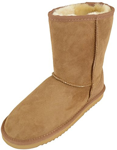 SNUGRUGS Ladies Genuine Sheepskin Mid Calf Short Boot Chestnut - 3 UK