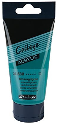 Schmincke - College Acrylic, Smaragdgrün in 75 ml-Tube, 33530013, Acrylfarbe mit Künstler-Pigmenten in hoher Konzentration, deckend und lasierend, lichtecht, seidenmatt