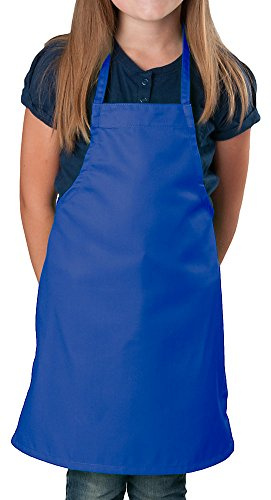 KNG Kids Cooking Apron for Girls and Boys Medium, Royal Blue