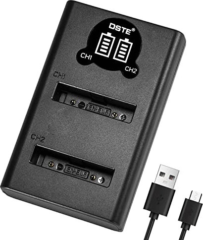 DSTE EN-EL5 Battery USB Dual Quick Charger with LCD Display Compatible for Nikon Coolpix P530, P520, P510, P100, P500, P5100, P5000, P6000, P90, P80
